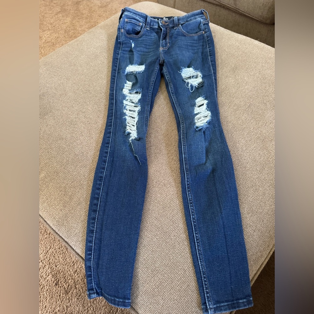 Hollister Blue Skinny Distressed Jeans